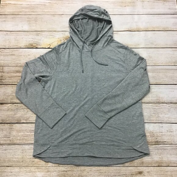 NWT Woman's Gray Athletic Works Mock Neck Hoodie Long Sleeve Shirt Size XXL (20) - Picture 2 of 10